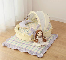 画像をギャラリービューアに読み込む, リバーシブルベイビーフリルベッド チェックフラワー