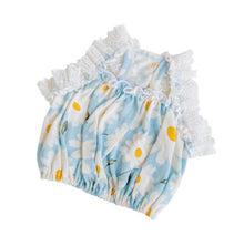 画像をギャラリービューアに読み込む, フラワーレースパフブラウス Blue